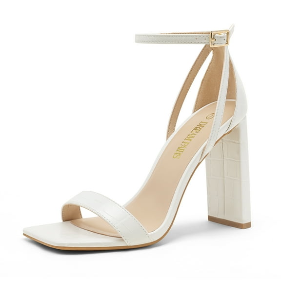 DREAM PAIRS High Heels Chunky Block Square Toe Heels for Women Dressy Open Toe Heel Sandals