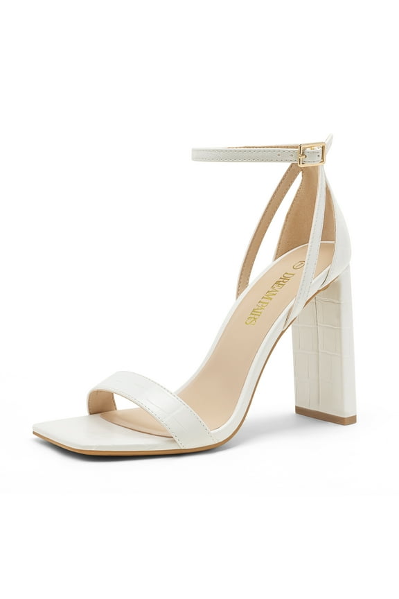 High Heels Chunky Block Square Toe Heels for Women Dressy Open Toe Heel Sandals