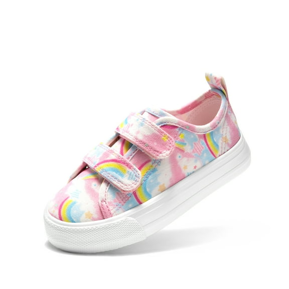 DREAM PAIRS Kid Toddler Sneakers Boys Girls Canvas with Cartoon Dual Hook and Loops for School Walking