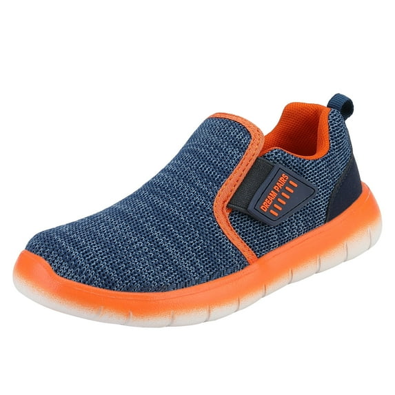 DREAM PAIRS Kids Athletic Sneakers Little & Big Boys Girls Running Shoes Lightweight Sport Navy/Orange Size 4 Big Kid