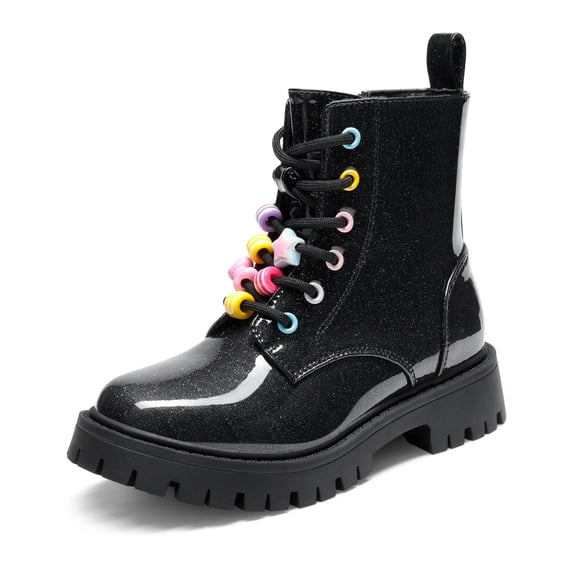 DREAM PAIRS Girls' Combat Ankle Boots, Lace-Up Boots with Side Zipper, Adjustable Fit, Round Toe and Anti-Slip Outsole
