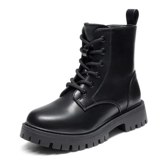 DREAM PAIRS Girls' Combat Ankle Boots, Lace-Up Boots with Side Zipper, Adjustable Fit, Round Toe and Anti-Slip Outsole