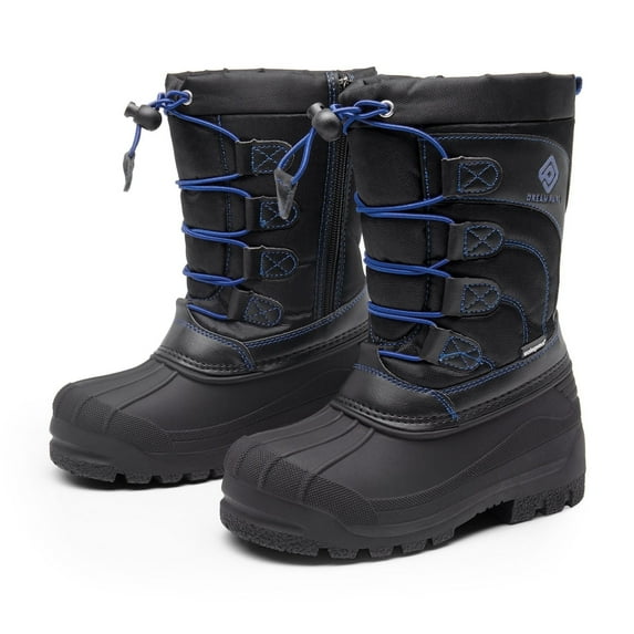 DREAM PAIRS Kids Boys & Girls Knee High Waterproof Insulation Non-Slip Outdoor Winter Snow Boots KNORTH BLACK/GREY/ROYAL Size 4 Big Kid