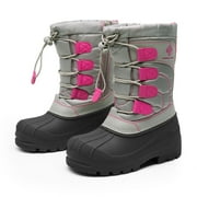DREAM PAIRS Kids Boys & Girls Knee High Waterproof Insulation Non-Slip Outdoor Winter Snow Boots KNORTH GREY/PINK Size 3 Little Kid