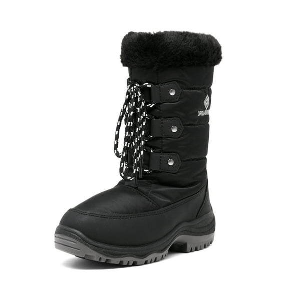 DREAM PAIRS Kids Boys Girls Slip Resistant Faux Fur-Lined Knee High Winter Snow Boots NORDIC BLACK Size 5