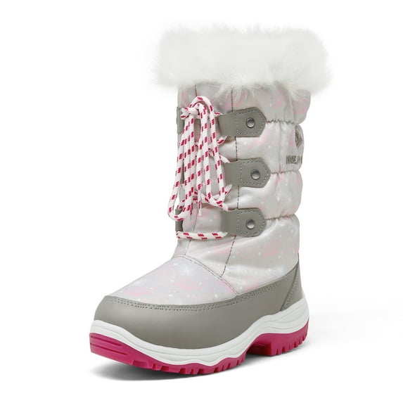 DREAM PAIRS Kids Boys Girls Slip Resistant Faux Fur-Lined Knee High Winter Snow Boots NORDIC GREY/PINK Size 11