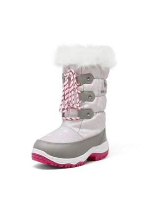Kids Boys Girls Slip Resistant Faux Fur-Lined Knee High Winter Snow Boots NORDIC GREY/PINK Size 9