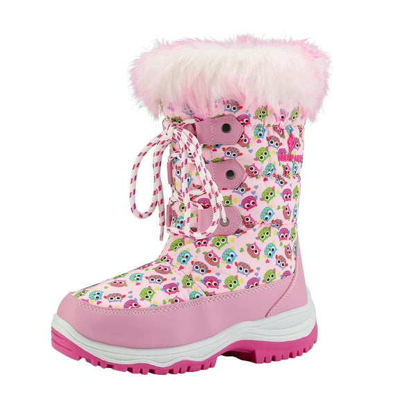 DREAM PAIRS Kids Boys Girls Slip Resistant Faux Fur-Lined Knee High Winter Snow Boots NORDIC PINK/OWL Size 5