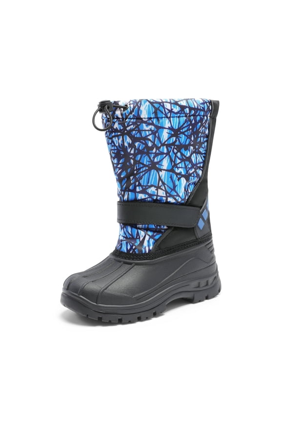 Kids Boys Girls Waterproof Mid Calf Snow Boots Outdoor Insulated Winter Warm Duck Boots Black/Blue/White Size 3