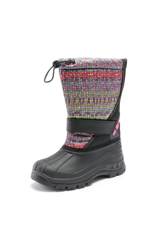 Kids Boys Girls Waterproof Mid Calf Snow Boots Outdoor Insulated Winter Warm Duck Boots Black/Camo Size 6