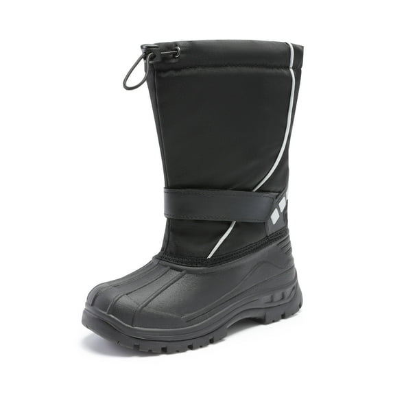 DREAM PAIRS Kids Boys Girls Waterproof Mid Calf Snow Boots Outdoor Insulated Winter Warm Duck Boots Black/Grey Size 10