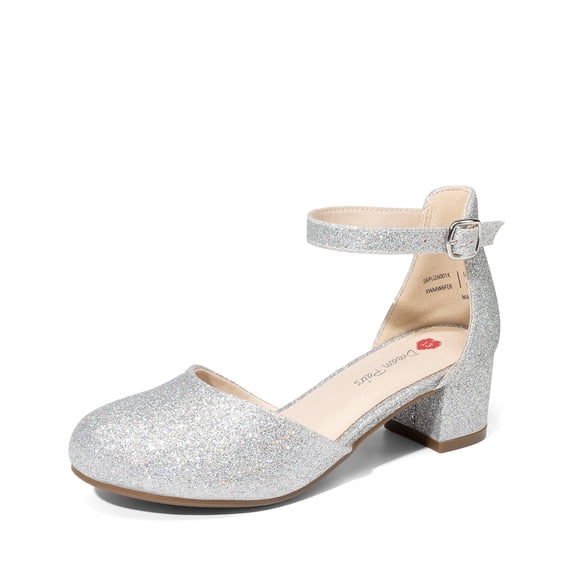 DREAM PAIRS Kids' Mary Jane Pumps Girls' Low Block Heel Dress Shoes with Hook-and-Loop Strap Comfortable Non-Slip Party Shoes