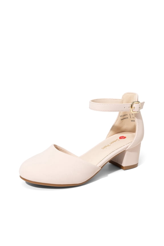 ' Mary Jane Pumps Girls' Low Block Heel Dress Shoes with Hook-and-Loop Strap Comfortable Non-Slip Party Shoes