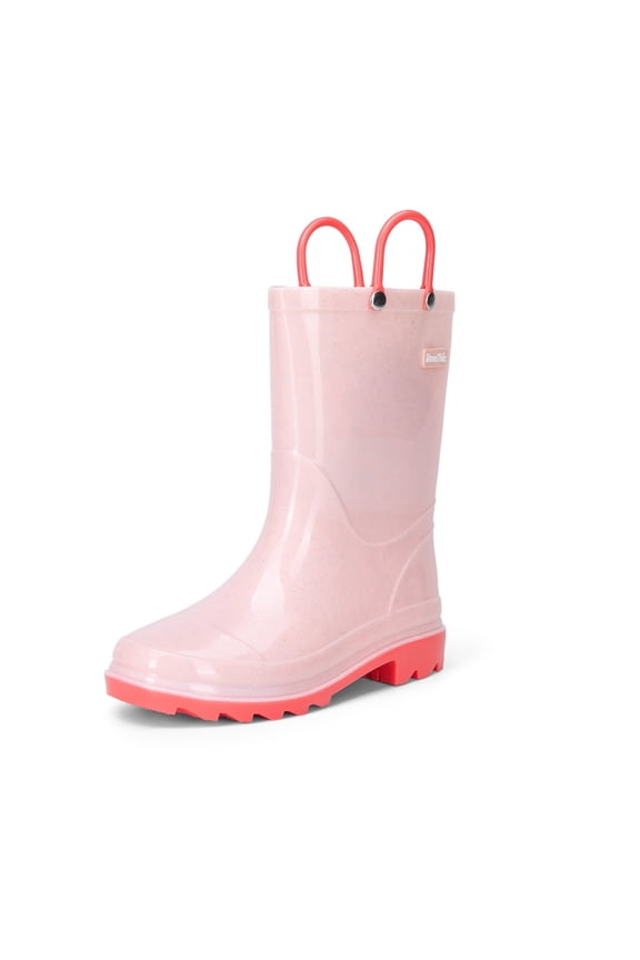 Kids Rain Boots Glitter Boys Girls with Easy-on Handles Sparkly Waterproof Boots Outdoor Playing Rain Boots Unisex-Child