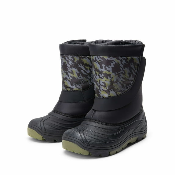 DREAM PAIRS Kids Snow Boots Boys & Girls Winter Waterproof Mid-Calf Outdoor Warm Shoes Black/Army Camo Size 3
