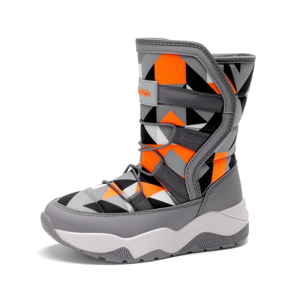 DREAM PAIRS Boys' Snow Boots, Mid-Calf Winter Boots with Warm Lining, Water-Resistant Upper, Hook-and-Loop Closure and Anti-Slip TPR Outsole