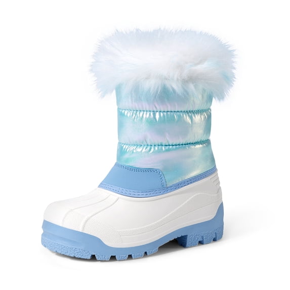 DREAM PAIRS Girls' Snow Boots, Mid-Calf Winter Boots with Plush Lining, Water-Resistant Upper, Side Zipper and Anti-Slip TPR Outsole