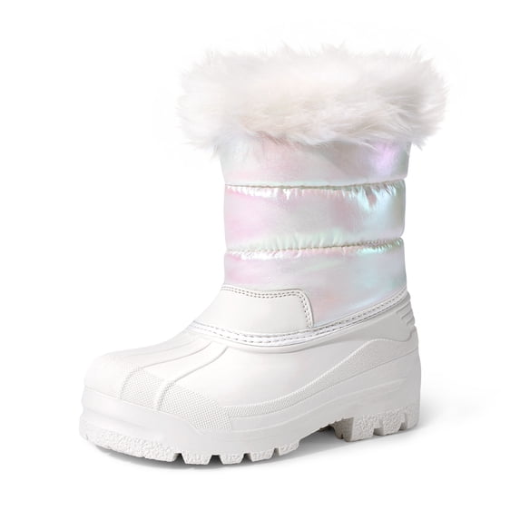 DREAM PAIRS Girls' Snow Boots, Mid-Calf Winter Boots with Plush Lining, Water-Resistant Upper, Side Zipper and Anti-Slip TPR Outsole