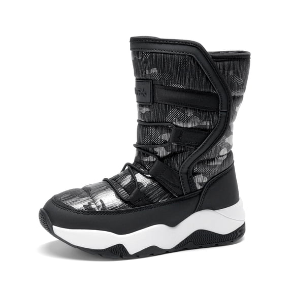 DREAM PAIRS Boys' Snow Boots, Mid-Calf Winter Boots with Warm Lining, Water-Resistant Upper, Hook-and-Loop Closure and Anti-Slip TPR Outsole
