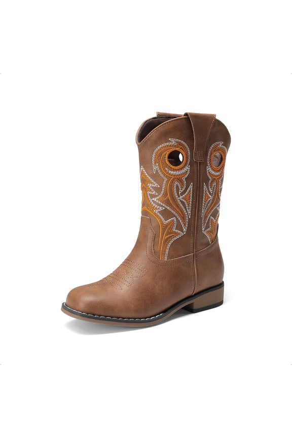 ' Western Cowboy Boots Classic Embroidered Cowgirl Boots for Toddlers/Little Kids Durable Non-Slip Western Boots with Convenient Pull Tabs