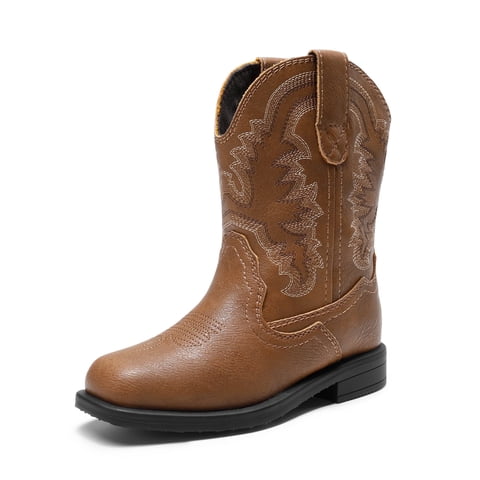 DREAM PAIRS Toddler Little Boys Girls Cowboy Boots Kids Western Square Toe Riding Mid Calf Boots