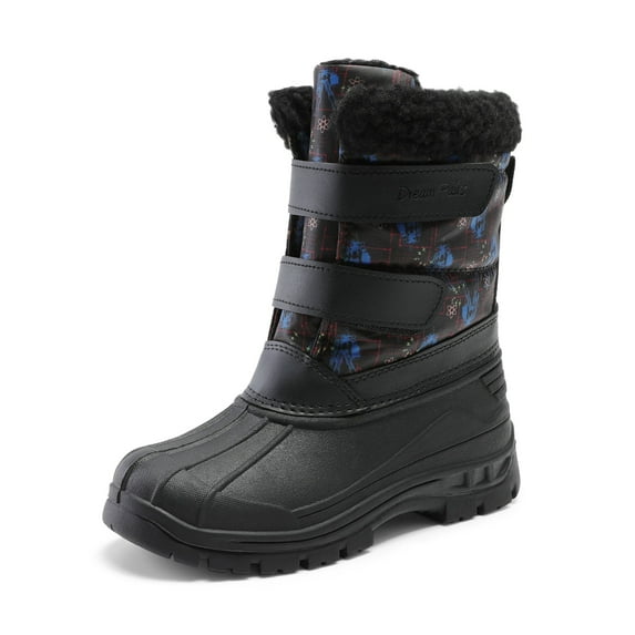 DREAM PAIRS Kids Winter Snow Boots Boys & Girls Outdoor Waterproof Mid-Calf Boot Black/Blue/Grey Size 3