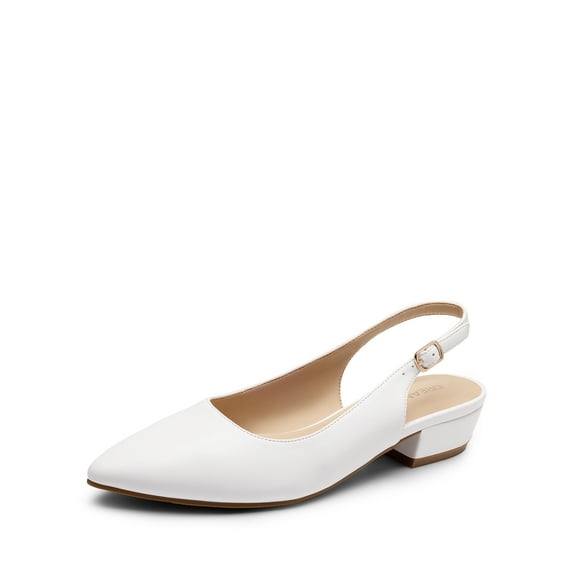 DREAM PAIRS Kitten Slingback Low Block Heels for Women Pointed Closed Toe Business Dress Shoes Wedding Party Comfortable Pumps Shoes