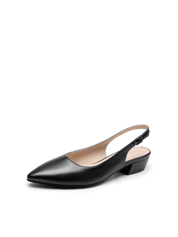 Kitten Slingback Low Block Heels for Women Pointed Closed Toe Business Dress Shoes Wedding Party Comfortable Pumps Shoes