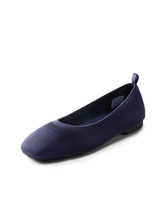 Knit Ballet Flat for Women, Comfortable Square Toe Mesh Flats for Casual Dressy Work Office Shoes