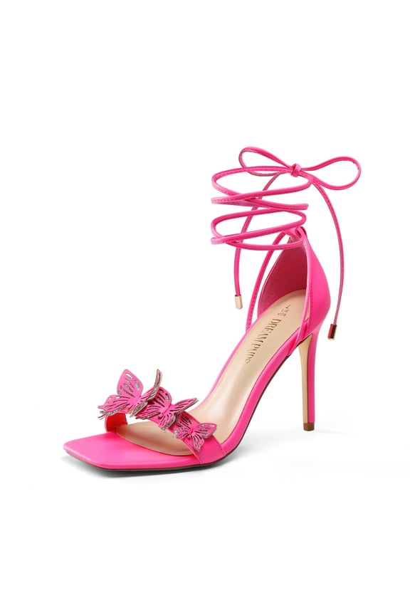 Lace Up High Heels Stilletos Heels for Women Strappy Gladiator Open Square Toe Heels Fashion Dressy Heels Wedding Bridal Pumps Sandals Shoes