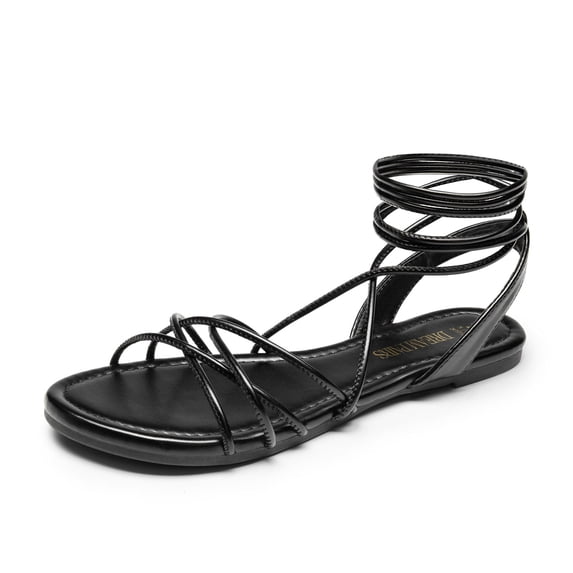 DREAM PAIRS Lace-up Gladiator Sandals Strappy Dressy Summer Flat Sandals for Women