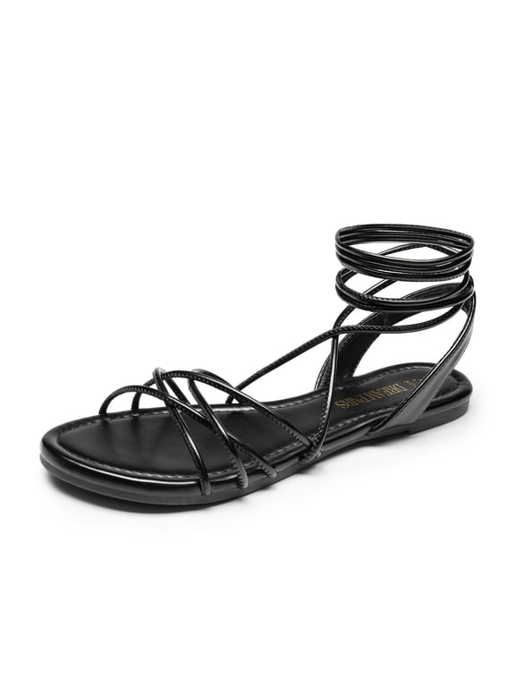 Lace-up Gladiator Sandals Strappy Dressy Summer Flat Sandals for Women