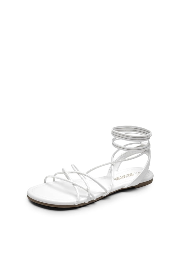 Lace-up Gladiator Sandals Strappy Dressy Summer Flat Sandals for Women