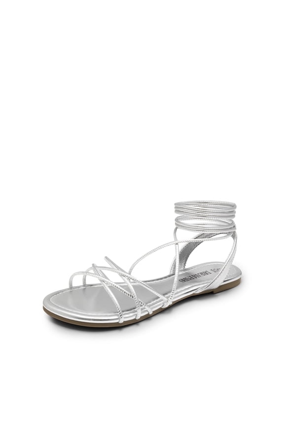 Lace-up Gladiator Sandals Strappy Dressy Summer Flat Sandals for Women
