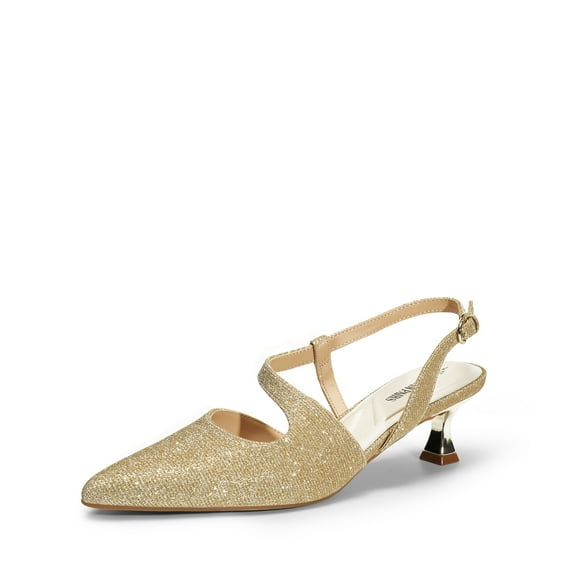 DREAM PAIRS Low Kitten Heels for Women Slingback Adjustable Strap Pointed Toe Wedding Dress Closed Toe Pumps Comfort Prom Shoes