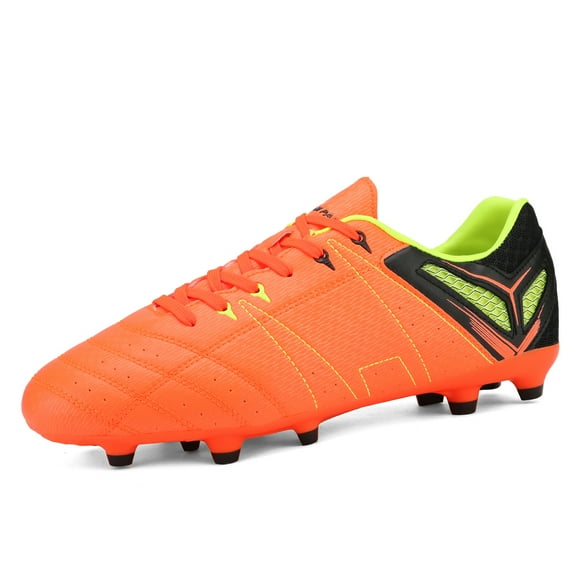 DREAM PAIRS Men Soccer Shoes Football Sneakers Soccer Outdoor Soccer Cleats ORANGE/BLACK/LEMON/GREEN Size 8