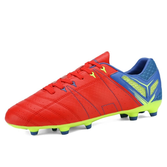 DREAM PAIRS Men Soccer Shoes Football Sneakers Soccer Outdoor Soccer Cleats RED/ROYAL/LEMON/GREEN Size 12