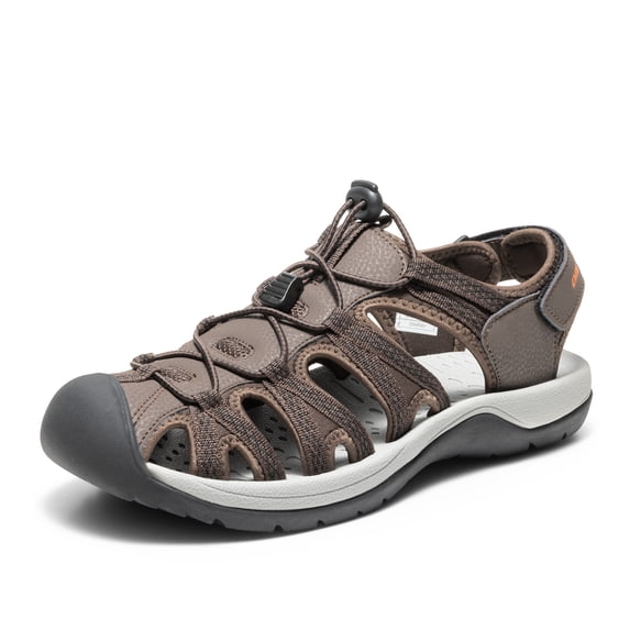 DREAM PAIRS Men's Casual Hiking Sandals Comfort Outdoor Sport Fisherman Sandals 160912-M-NEW BROWN/BLACK/ORANGE Size 11