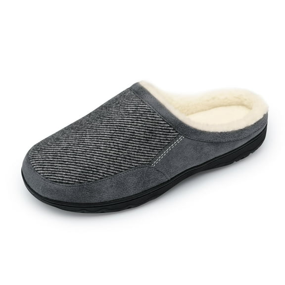 DREAM PAIRS Men's Cozy Memory Foam Slippers with Fuzzy Wool-like Lining, Slip-on Washable Indoor Outdoor House Shoes