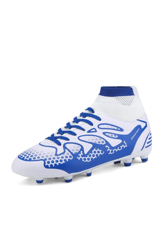 Men's Fashion Cleat Soccer Shoes Football Shoes Trainer Sneakers 160858-M WHITE/ROYAL Size 11
