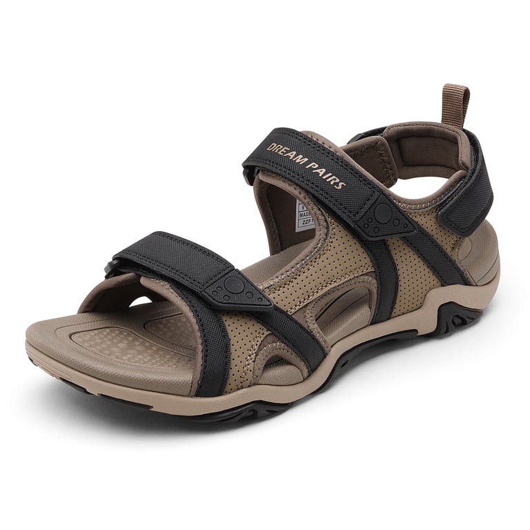 Men\'s Grey 1 Leather Athletic Sandals Sport Outdoor Hiking Sandals Open Toe Amazon.com | QUANDELI Men main image 4