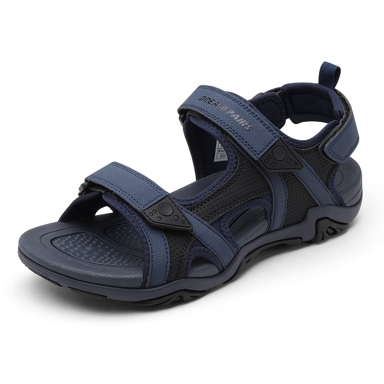 Men\'s Dark Blue Leather Waterproof Athletic Arch Support Hiking Sandal Shoes Amazon.com | Queday Mens Open Toe Outdoor Hiking Sandals  main image 3