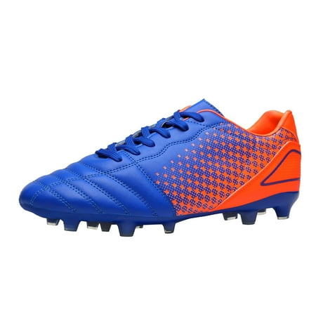 DREAM PAIRS Mens Soccer Cleats Firm Ground Soccer Shoes Football Shoes ROYAL/ORANGE Size 10.5