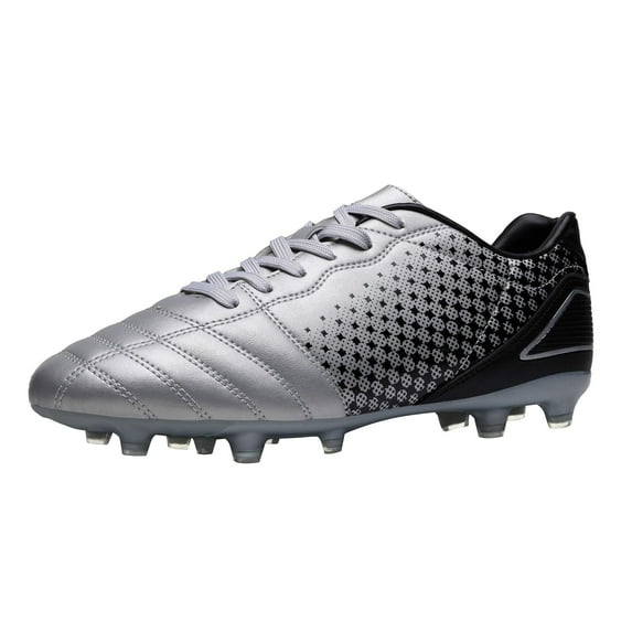 DREAM PAIRS Mens Soccer Cleats Firm Ground Soccer Shoes Football Shoes SILVER/BLACK Size 7.5