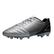 DREAM PAIRS Mens Soccer Cleats Firm Ground Soccer Shoes Football Shoes SILVER/BLACK Size 8.5