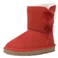 thumbnail image 1 of DREAM PAIRS NEW Kids/Girls Classic Mid Snow Boots Winter Flat Shoes Faux Fur SHORTY-POMPOM RED Size 6, 1 of 3