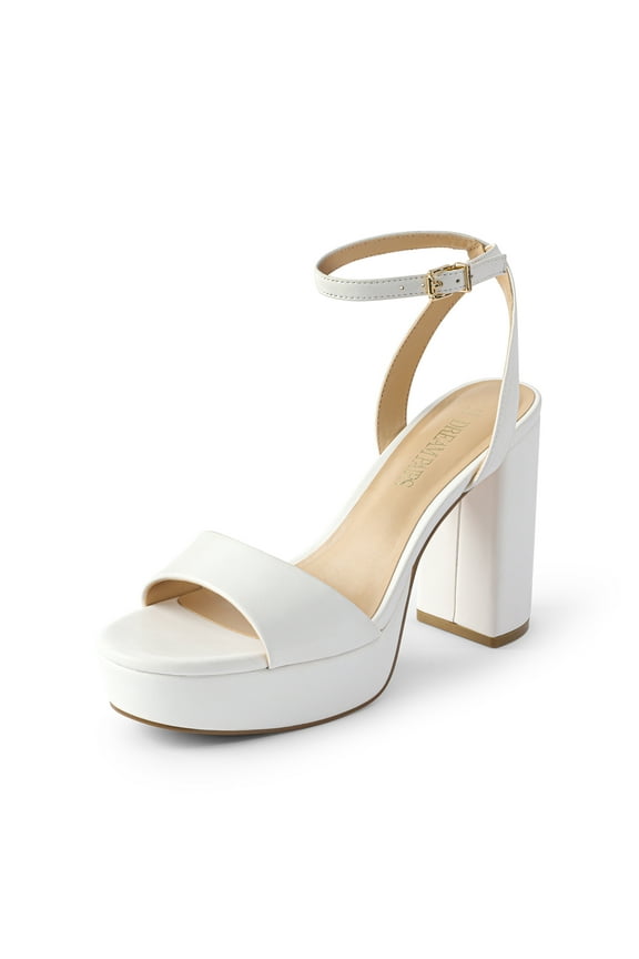 Platform High Heels for Women Chunky Round Open Toe Ankle Strap Stylish Heeled Sandals for Party Prom Wedding