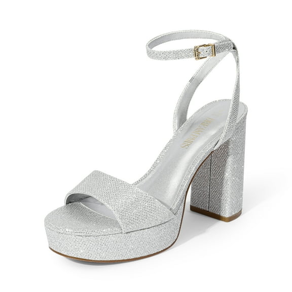 DREAM PAIRS Platform High Heels for Women Chunky Round Open Toe Ankle Strap Stylish Heeled Sandals for Party Prom Wedding