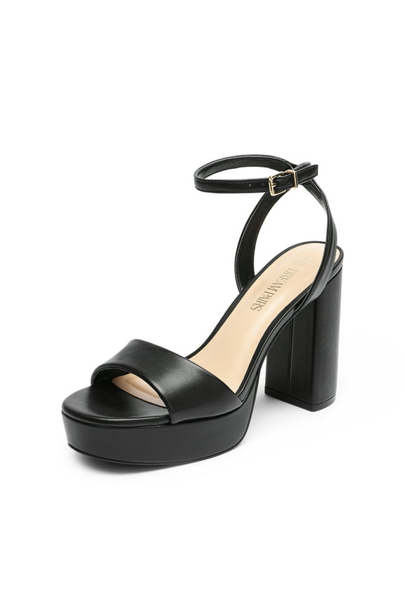 Platform High Heels for Women Chunky Round Open Toe Ankle Strap Stylish Heeled Sandals for Party Prom Wedding