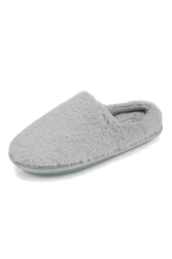 Plush Fuzzy Slippers For Women Slip on Indoor Winter House Slippers Women's Bedroom Slippers Shoes GEROLDY GREY Size 10